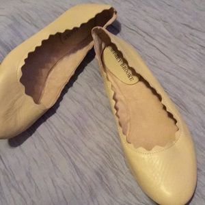 Audrey Brooke Nude Leather Flats